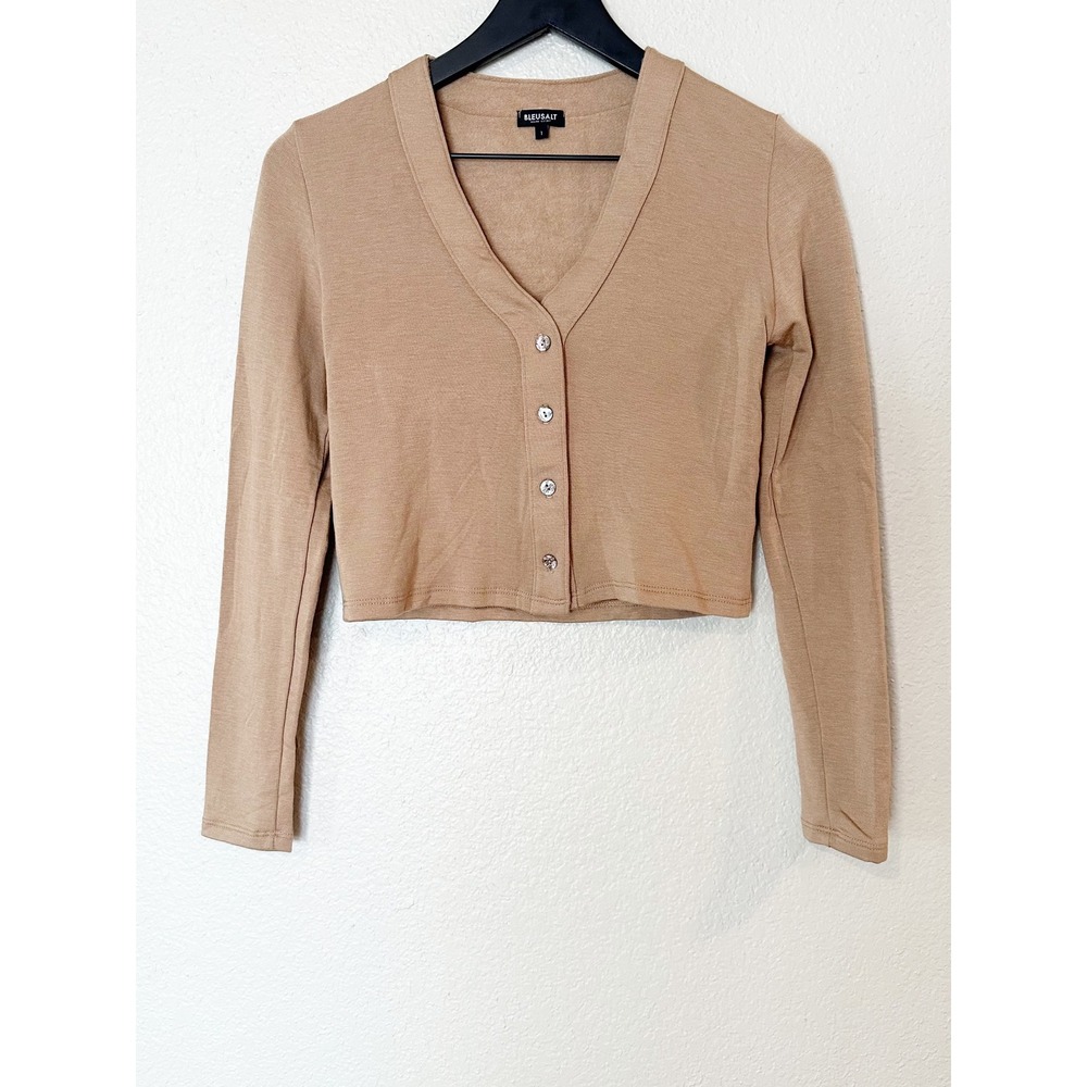 Bleusalt The Shorty Cardigan‎ Camel Tan Button Front Lounge Size 1